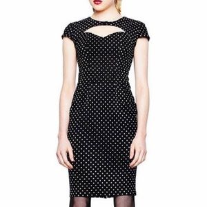 Hell Bunny Vixen Black Polka Dot Pencil Wiggle Dress M